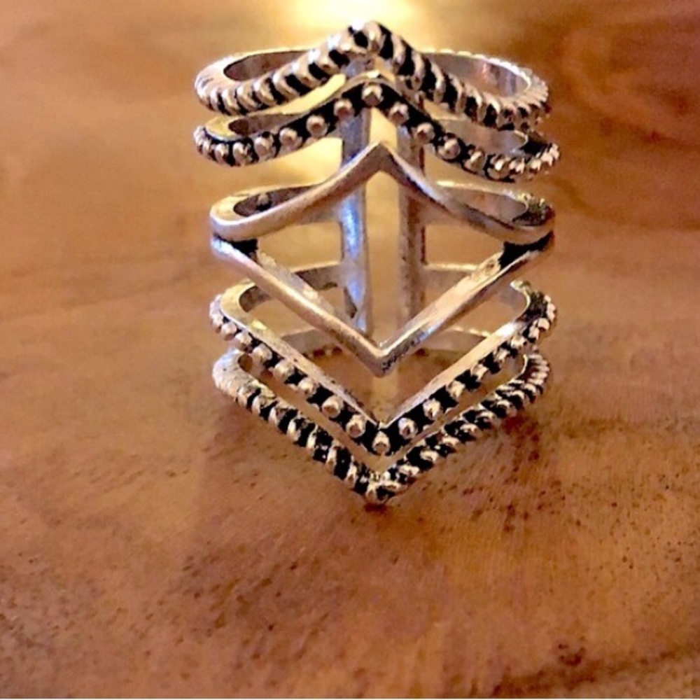 Silver Boho Statement Ring - image 2